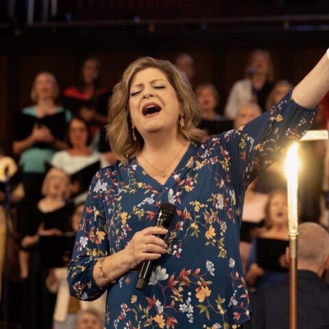 Jen Singing at Mt B on Founders Day (1)